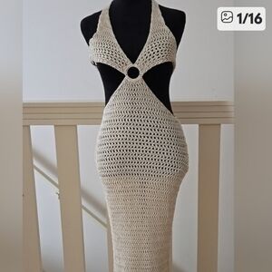 ⭐️ Host Pick ⭐️JORESS Neutral Crochet Ring Cut Out Maxi Dress